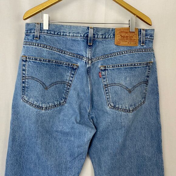 Levis 505 Jeans Mens 36x34 Blue Regular Fit Straight Leg Cotton Vintage Y2K - Picture 4 of 12